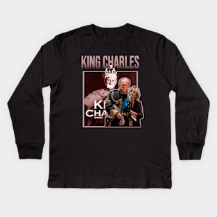 king charles funny retro Kids Long Sleeve T-Shirt